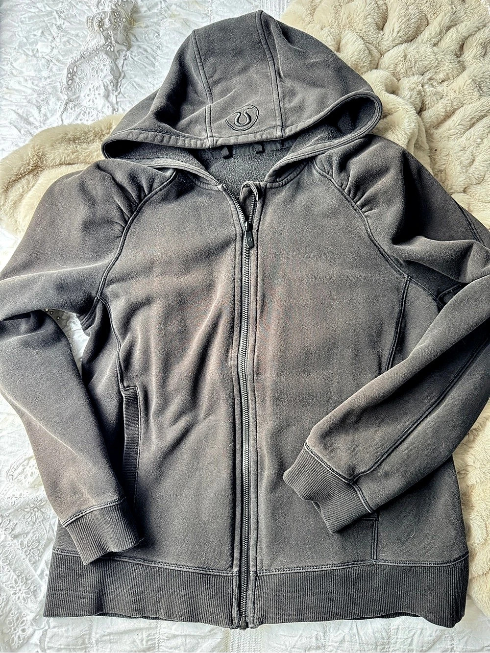 Lululemon Hooded Zip-Up Scuba Jacket in Charcoal Gray